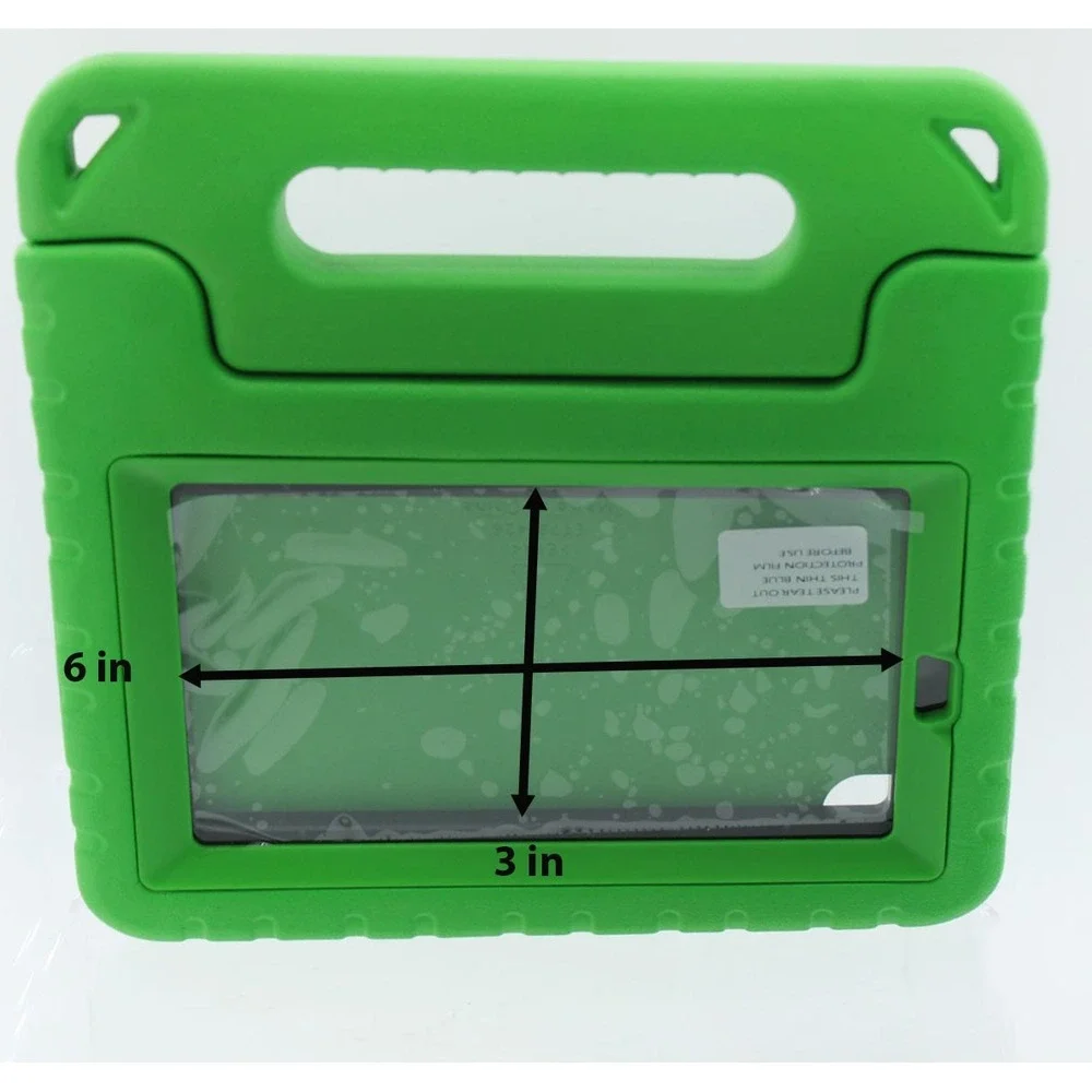 Kids Shockproof EVA Foam Tablet Case with Handle Kickstand Green Fits 6 x 3 in